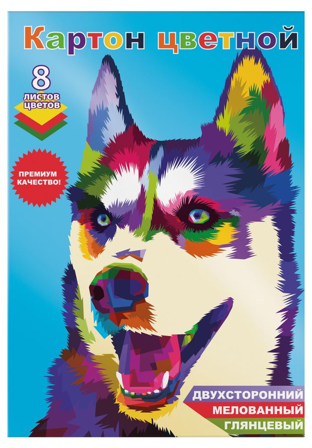 Набор цветного картона Centrum двусторонний, 8 цветов 8 листов, 1 шт, в ассортименте