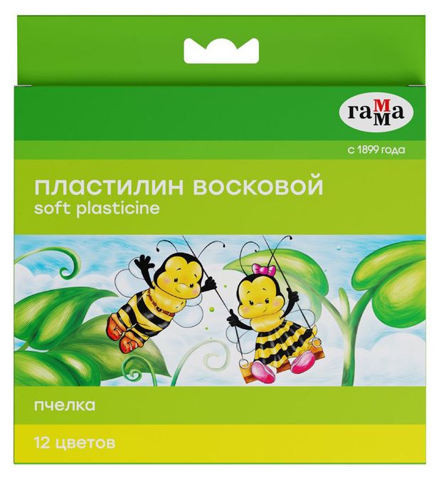 Пластилин восковой Гамма Пчелка 12 цветов 209₽