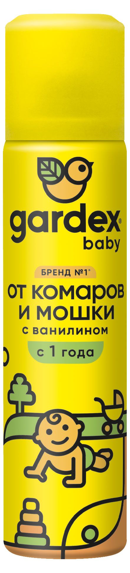 Все для детей  Ашан Аэрозоль от комаров и мошки Gardex Baby для детей с 1 года с ванилином, 80 мл