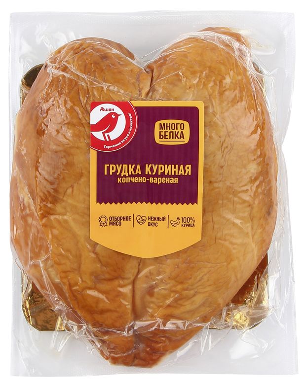 Грудка цыпленка-бройлера варено-копченая АШАН Красная птица 1 кг 500₽