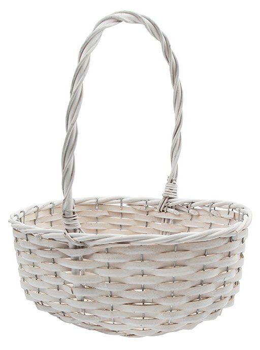 Корзина плетеная Natural House белая овальная с ручкой 25х16 см 419₽