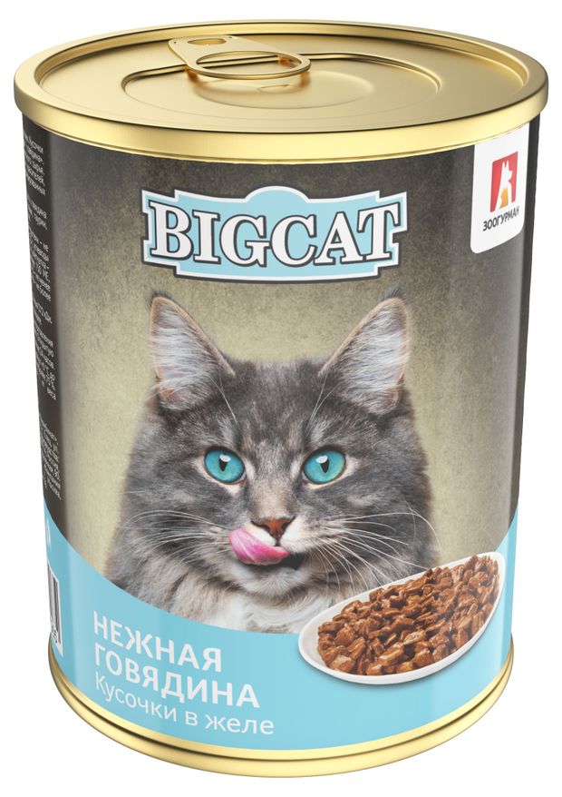 фото Корм консервированный для кошек зоогурман big cat нежная говядина, 350 г