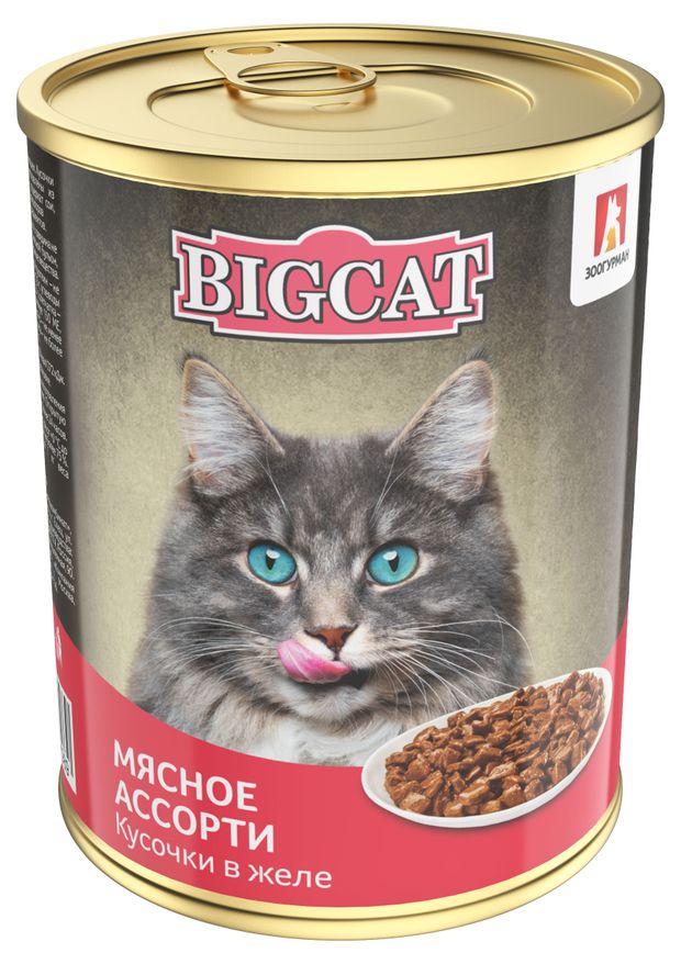 фото Корм консервированный для кошек зоогурман big cat мясное ассорти, 350 г
