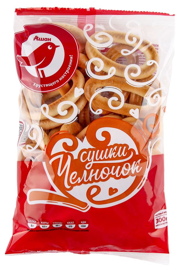 Сушки АШАН Красная птица Челночок 300 г 60₽
