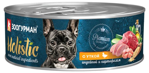 Консервы для собак Зоогурман Holistic с уткой индейкой и картофелем 100г 83₽