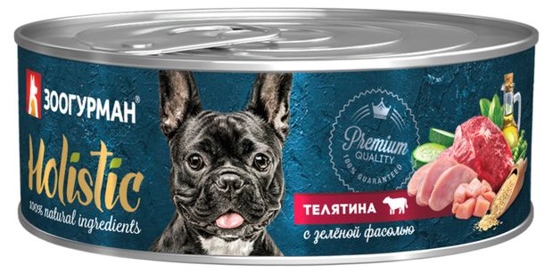 Консервы для собак Зоогурман Holistic Телятина с зеленой фасолью 100 г 85₽