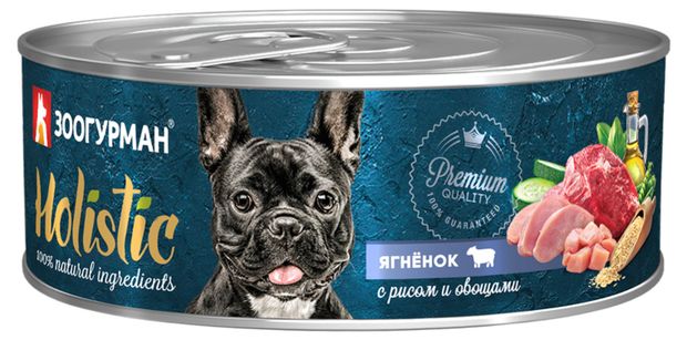 Консервы для собак Зоогурман Holistic Ягнёнок с рисом и овощами 100 г 84₽