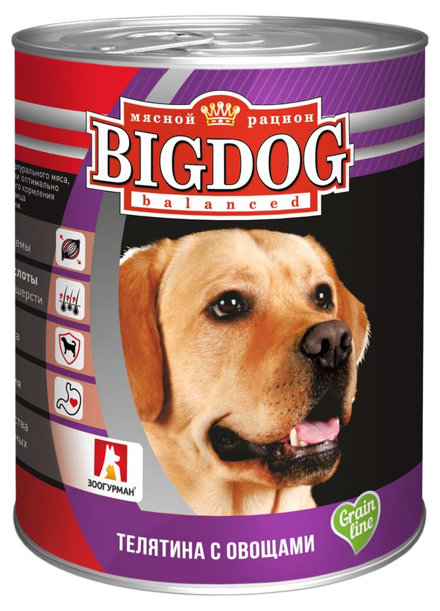 Консервы для собак Зоогурман Big Dog телятина с овощами, 850 г