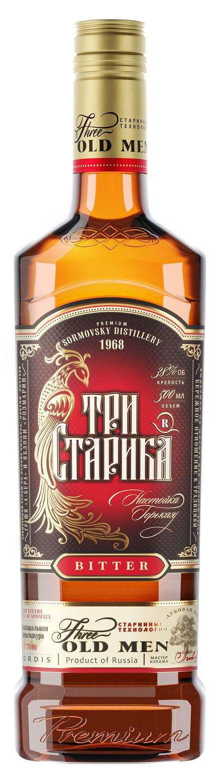 Настойка горькая Три старика Россия, 0,5 л