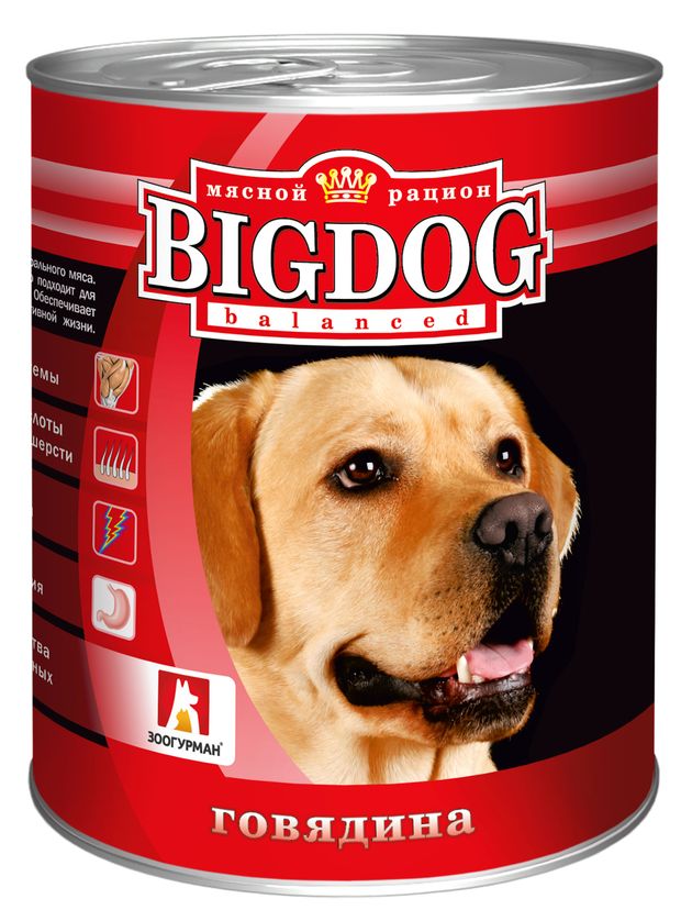 Консервы для собак Зоогурман Big Dog говядина, 850 г