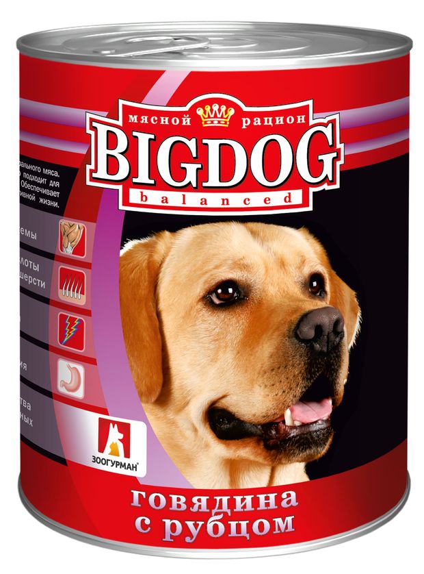 Корм влажный для собак Зоогурман Big Dog говядина с рубцом, 850 г