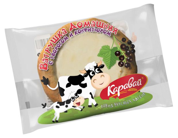 Ватрушка Каравай с творогом и конфитюром, 100 г