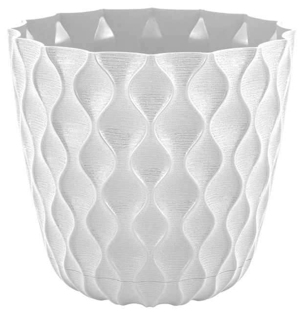 Горшок для цветов InGreen Wave с дренажной сеткой и съемным поддоном D145мм белоснежный жасмин 14 л 225₽