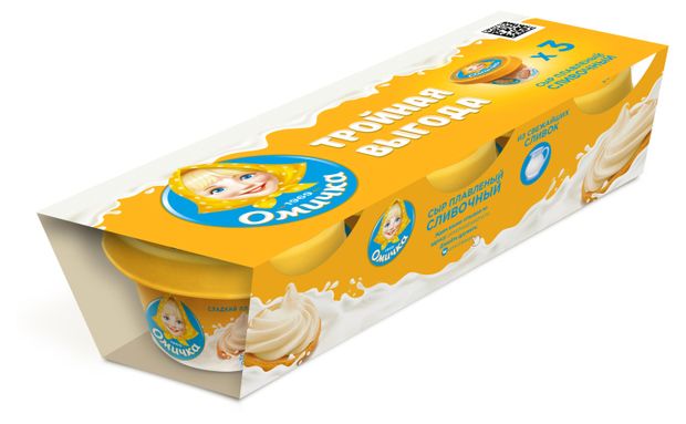 Сыр плавленый Омичка Сливочный БЗМЖ, 80 г х З шт