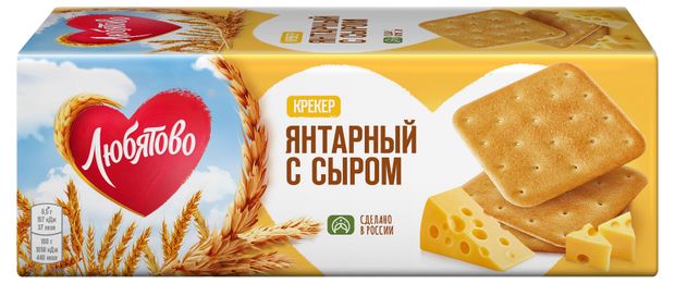 Крекеры Любятово янтарный с сыром, 204 г