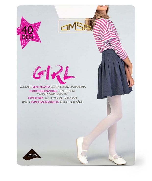Колготки детские Omsa Kids Girl 40 den bianco, р 9-12 лет