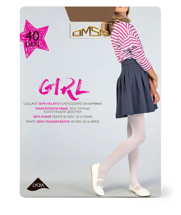 Колготки детские Omsa Kids Girl 40 den caramello, р 9-12 лет