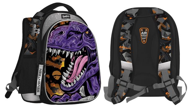 Ранец школьный Seventeen черный с динозавром 145 л 2799₽