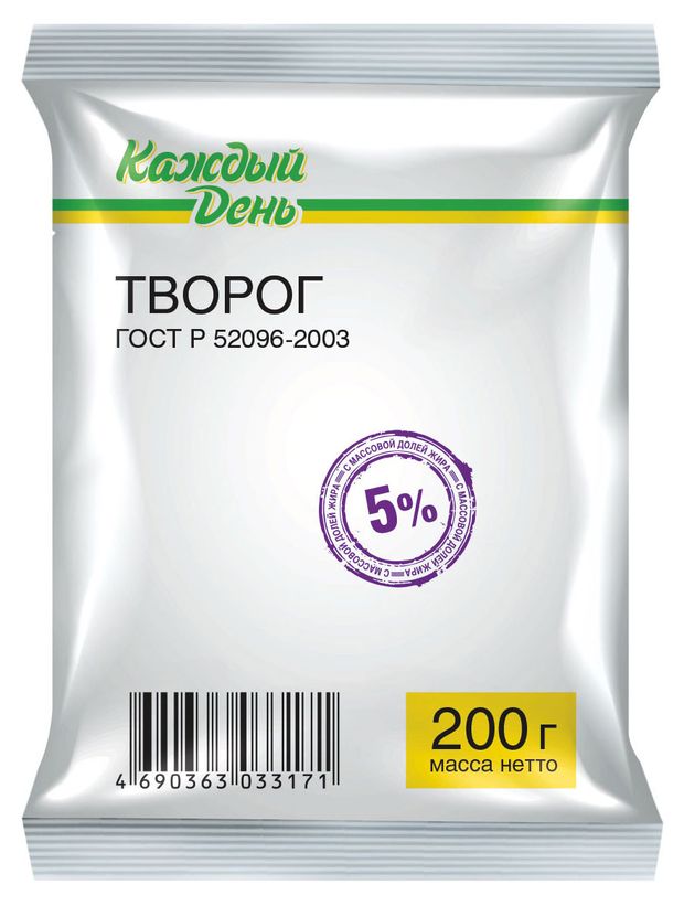 Творог Каждый день брикет 5% БЗМЖ, 180 г