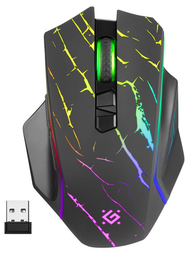 фото Мышь беспроводная defender uran gm-503 led игровая черная, 3200 dpi