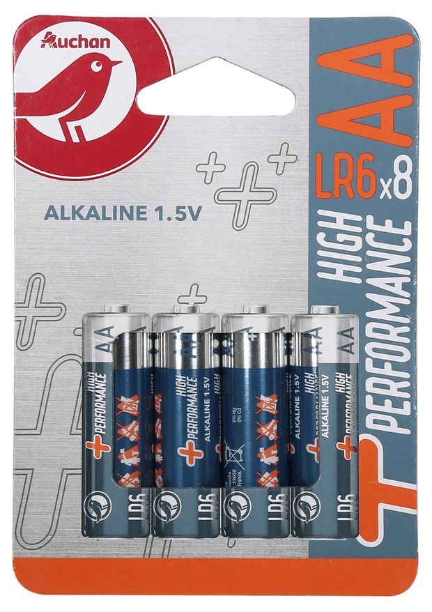 Батарейки АШАН Красная птица Premium алкалиновые LR6 AA 8 шт 143₽