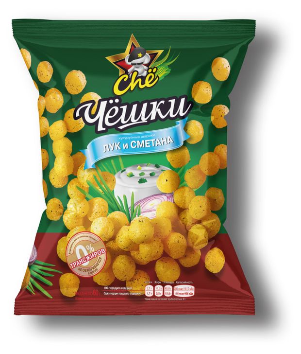 Кукурузные шарики Chе Чешки со вкусом сметаны и лука, 60 г
