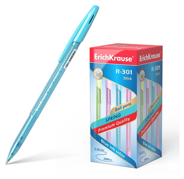 Ручка шариковая ErichKrause R-301 Spring Stick 0,7 мм синяя, 1 шт
