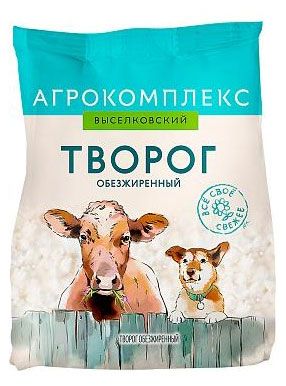 Творог рассыпчатый обезжиренный Агрокомплекс Выселковский БЗМЖ, 300 г