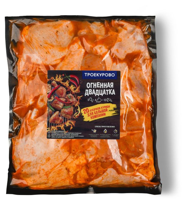 Полуфабрикат из мяса цыплят-бройлеров Троекурово Огненная двадцатка, ~ 1,65 кг