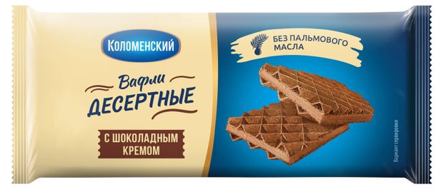 Вафли Коломенский Десертные с шоколадным кремом, 90 г