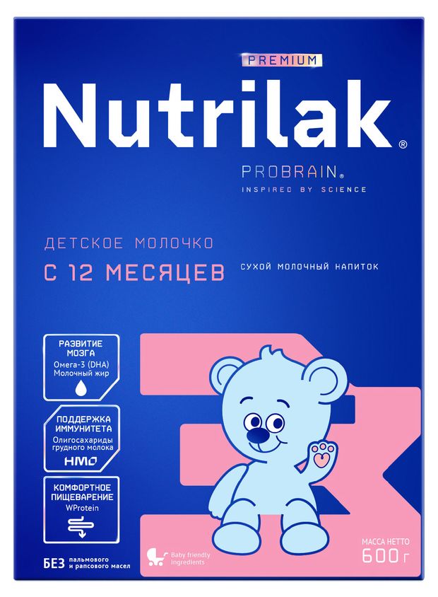 Все для детей  Ашан Напиток сухой молочный Nutrilak Premium 3 Детское молочко с 12 мес., 600 г