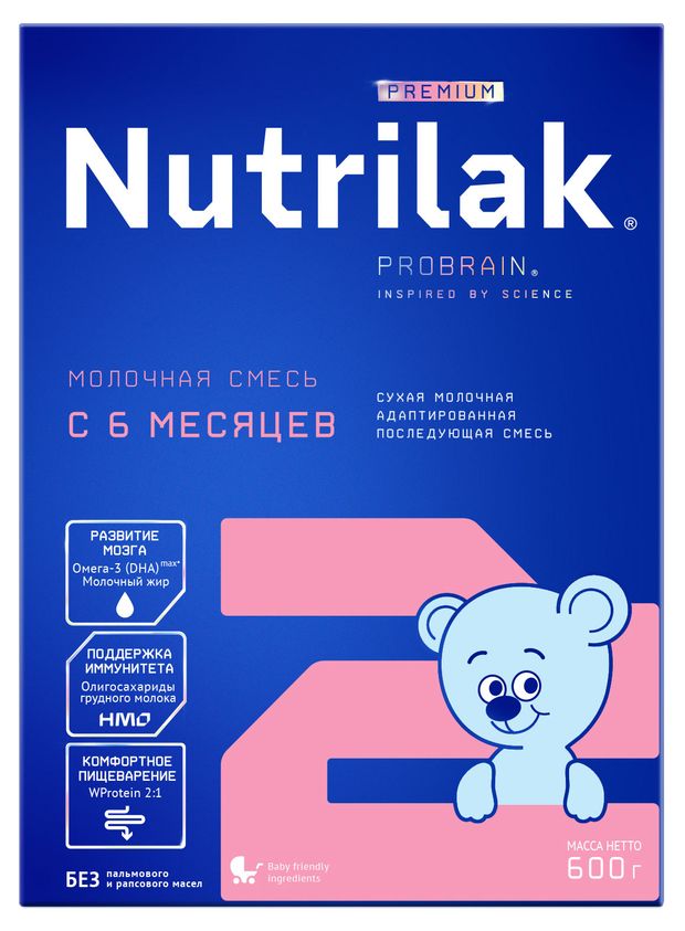 Все для детей Смесь сухая молочная Nutrilak Premium 2 адаптированная последующая, 600 г