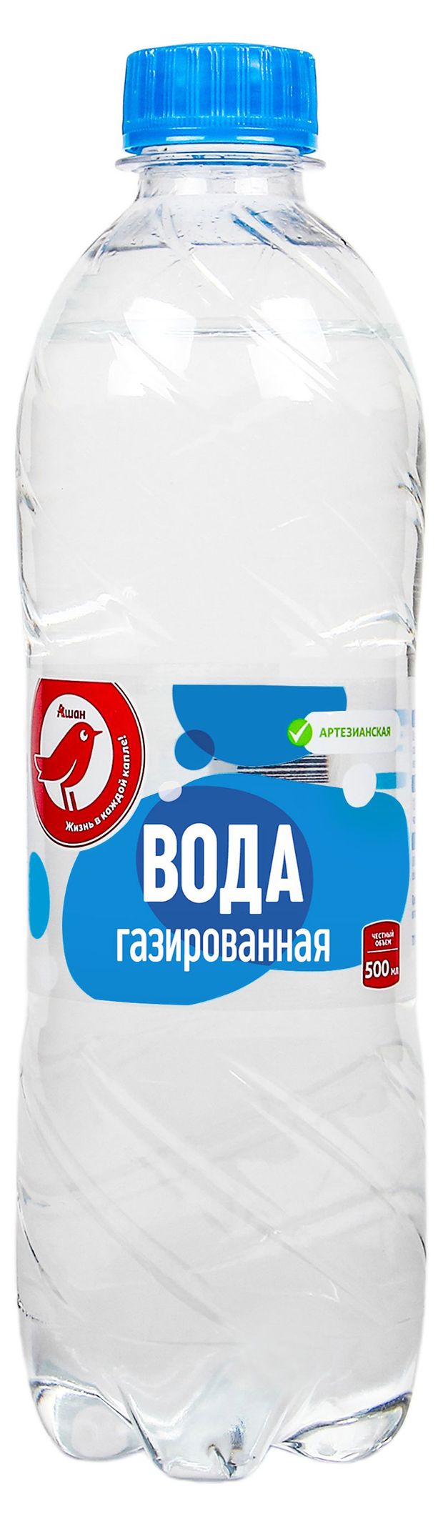 Вода питьевая АШАН Красная птица газированная, 500 мл