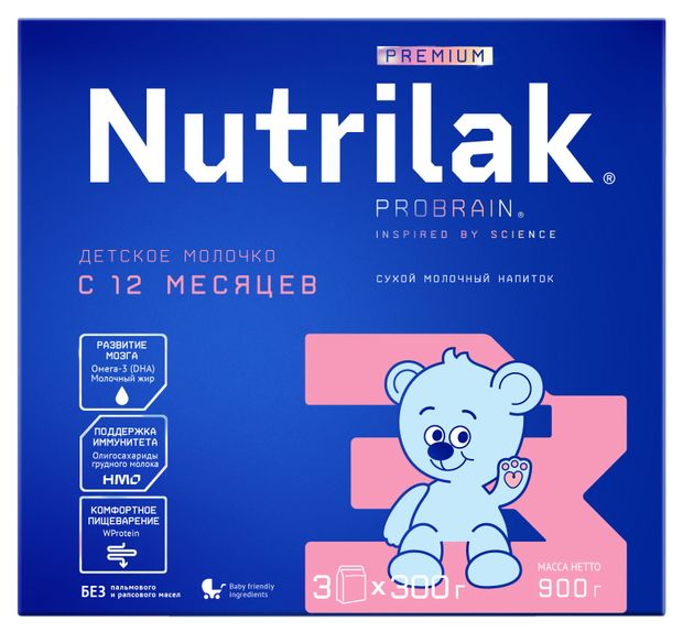 Все для детей  Ашан Смесь молочная Nutrilak Premium 3 с 12 месяцев, 900 г