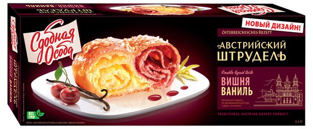 Пирог сладкий сдобный Сдобная Особа Австрийский штрудель вишня и ваниль, 400 г
