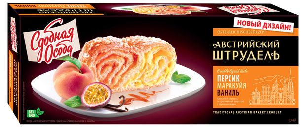 Штрудель Сдобная Особа Австрийский персик-маракуйя и ваниль, 400 г
