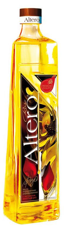 Масло подсолнечное Altero Rose рафинированное с экстрактом лепестков роз, 810 мл