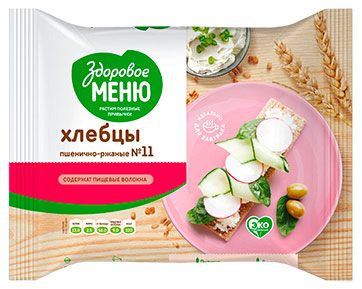 Хлебцы пшенично-ржаные Здоровое меню с отрубями 11, 90 г