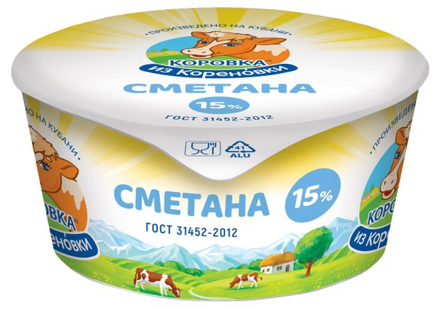 Сметана Коровка из Кореновки 15%, 180 г