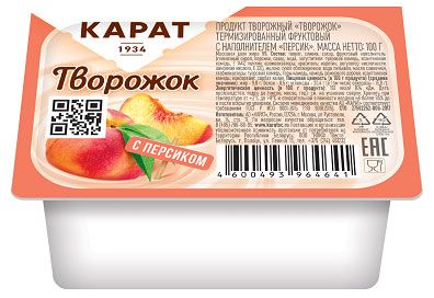 Творожок Карат с персиком 9%, 100 г
