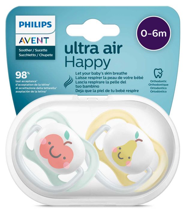 Пустышка Philips Avent ultra air SCF08017 силиконовая с футляром для хранения и стерилизации 0-6 мес 2 шт 1100₽