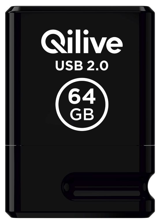 Флешка Qilive USB 20 Mini с колпачком пластик черная 64GB 600₽