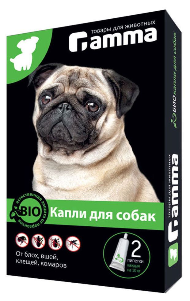 Капли для собак Gamma от паразитов 2 пипетки по 1 мл