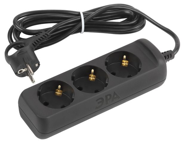 Удлинитель электрический ЭРА UX-3e-5m-B с заземлением 3 розетки 5м ПВС 3x0,75мм2 10А черный