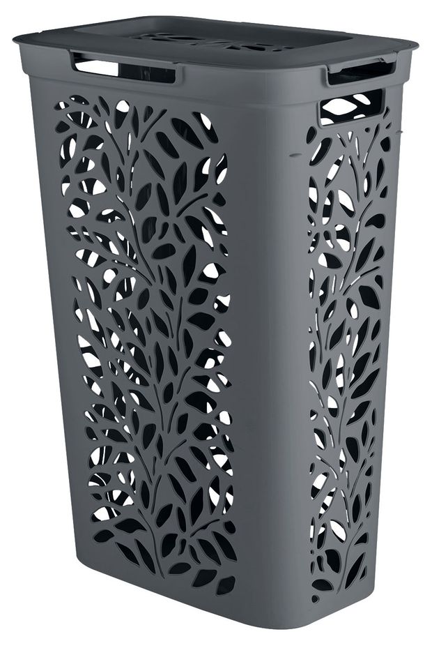 Корзина для белья Полимербыт Leaves серая, 40 л