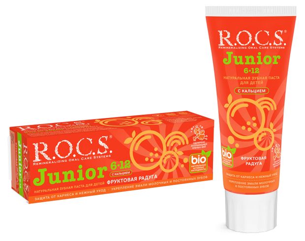 Зубная паста детская R.O.C.S. Junior Фруктовая радуга, 74 г