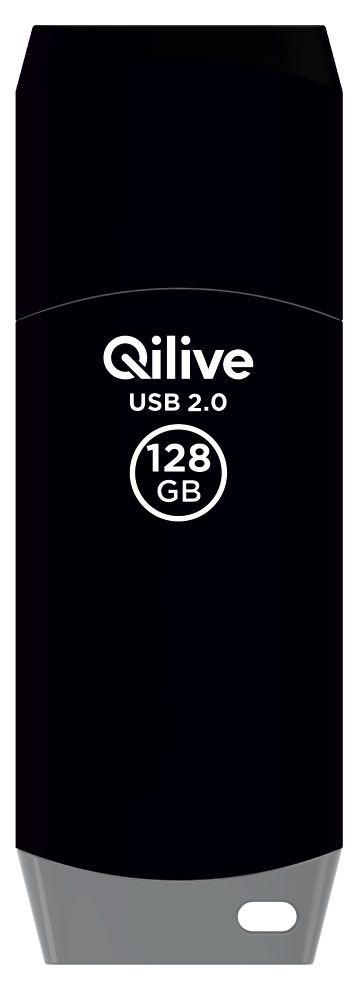 Флешка Qilive USB 20 с колпачком пластик черная 128GB 1000₽