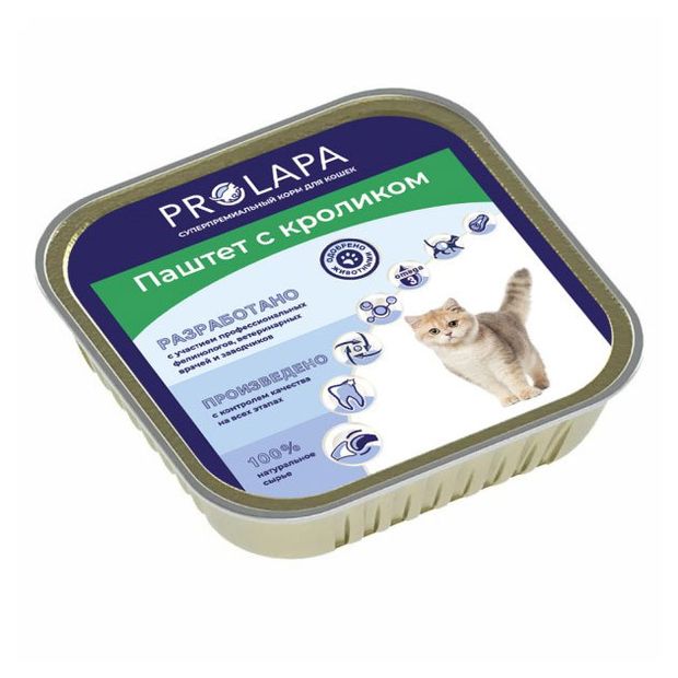 Корм влажный для кошек Prolapa Premium паштет с кроликом, 100 г