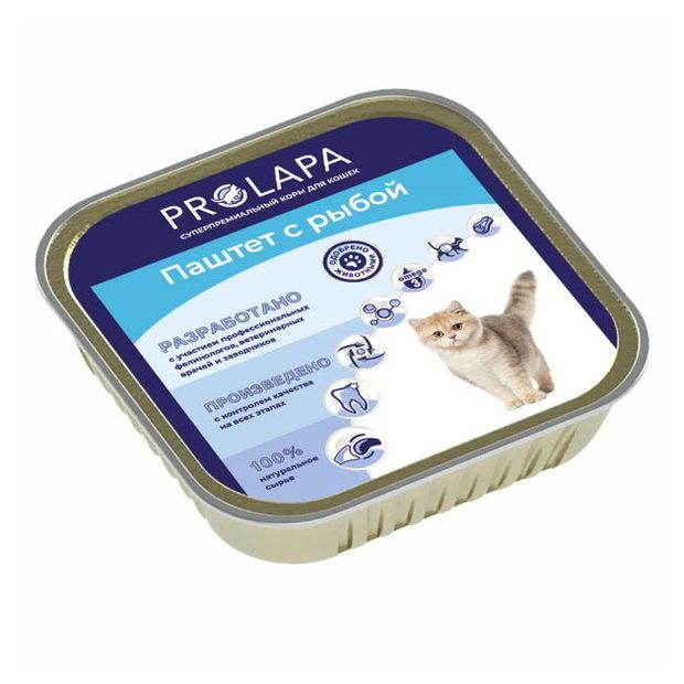 Корм влажный для кошек Prolapa Premium паштет с рыбой, 100 г