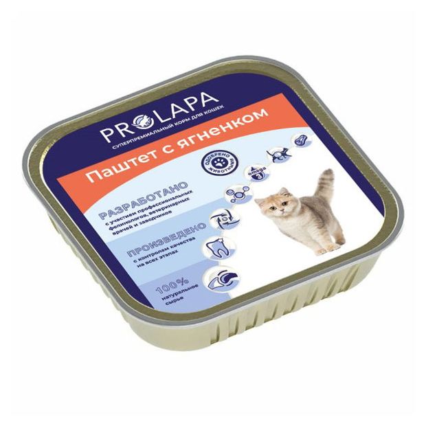 Корм влажный для кошек Prolapa Premium паштет с ягненком, 100 г